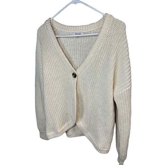 Madewell Shirttail Cardigan Sweater Chunky Size XS Antique Cream - Picture 4 of 10